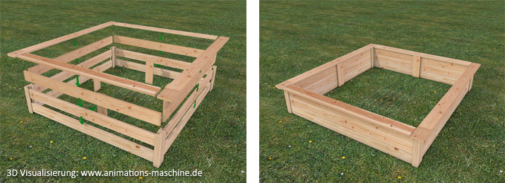Visualisierung Explosionszeichnung Sandkasten