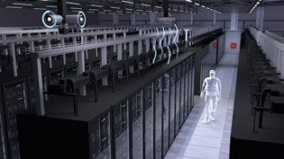 Visualisierung 3D Animation Serverraum - Sicherheitstechnik im Datenzentrum