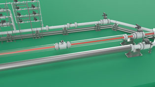 Visualisierung 3D Erklärvideo Gaszähler - Simulation Gasströmung Teststrecke