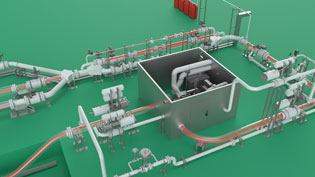 Visualisierung 3D Erklärvideo Gaszähler - Gas fließt durch Hochdruckgebläse