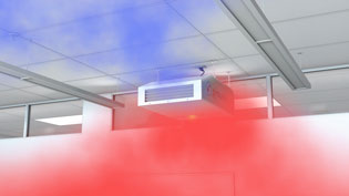 Visualisierung 3D Animation Simulation von Aerosole - Luftfilter reinigt Luft