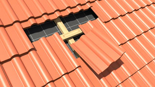 Visualisierung 3D Animation Dachziegel für Solaranlage - Schrägdach wird aufgedeckt