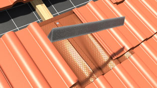 Visualisierung 3D Animation Dachziegel für Solaranlage - Abdichtungsstreifen wird eingeklebt